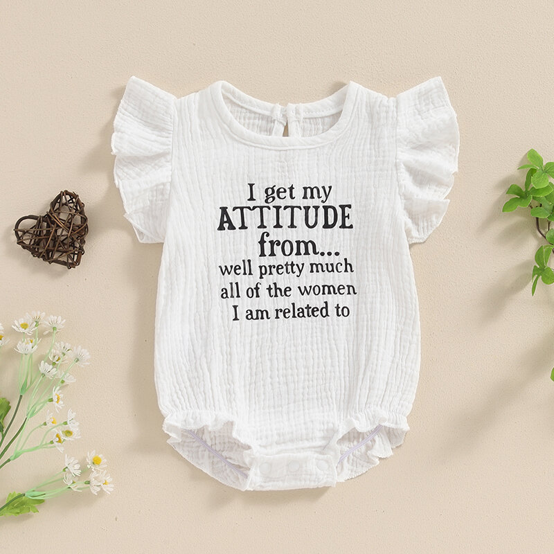 2024-03-19 Lioraitiin Infant Baby Girls and Boys Romper Casual Letter Print Round Neck Fly Sleeve Jumpsuit Summer Clothes