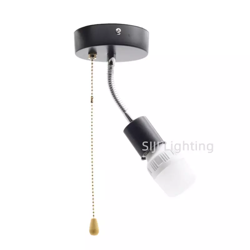 Metal Ceiling Plate with Pull Zipper Switch E27 Ceramic Socket Lamp Holder with Hose Iron Lamp Base for Monitor Aisle Lights DIY