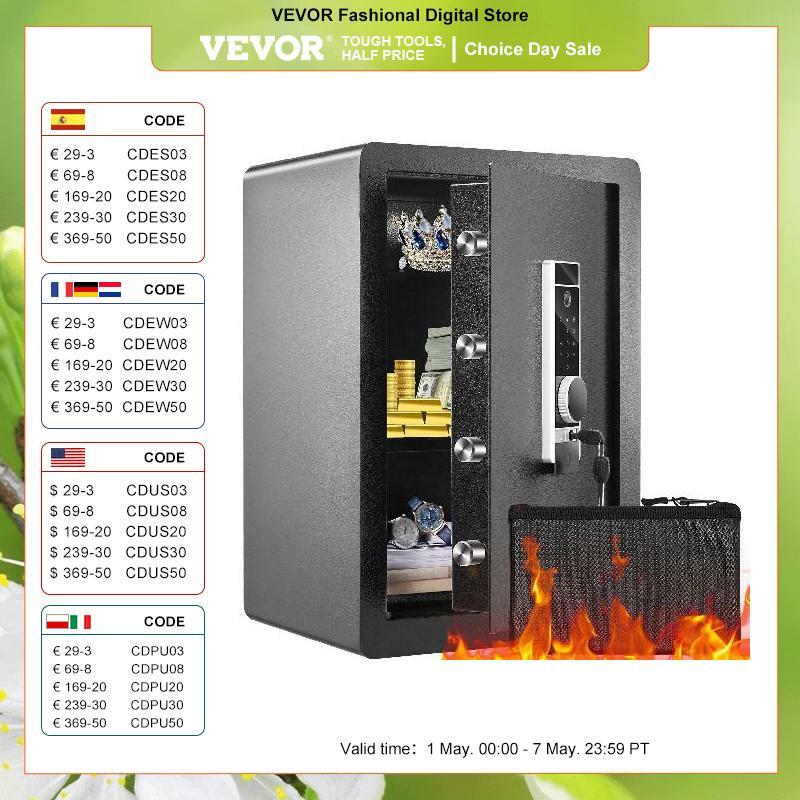 VEVOR lemari keamanan Digital, Brankas listrik 2.2/1.8 kaki kubik aman sidik jari & keamanan Digital dengan tas tahan api untuk dokumen perhiasan uang tunai