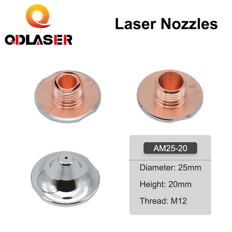 QdLaser oem-カッター,カッターノズル,単層,直径25mm,h20,m12口径0.8-4.0mm
