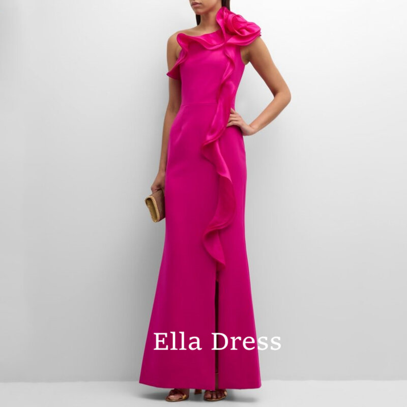 Ella Mermaid Dress Simple Side Slit Pleated Party Dress 2024 Simple Stunning One Shoulder Festive Outfit Long Dresses Prom Gown
