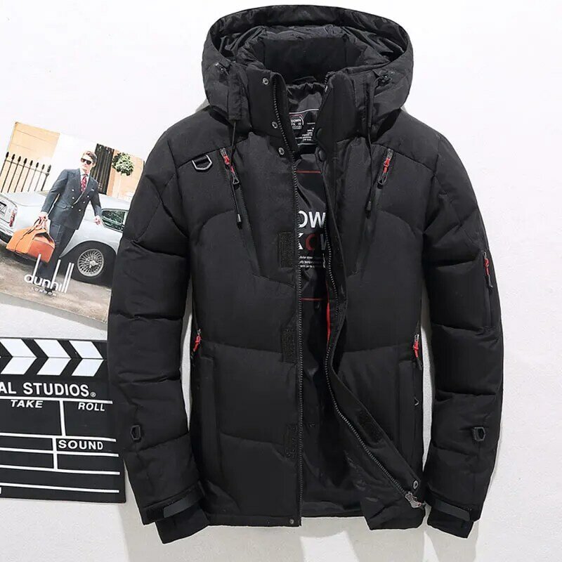 Men White Duck Down Jacket Warm Hooded Thick Puffer Jacket Coat Male Casual High Quality Overcoat Thermal Winter Parka Men