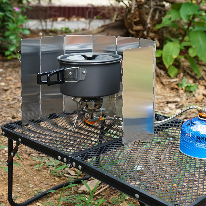 8/9/10 Plates Gas Stove Wind Shield Outdoor Camping Picnic Cooking Burner Windproof Screen Aluminum Alloy Wind Screen