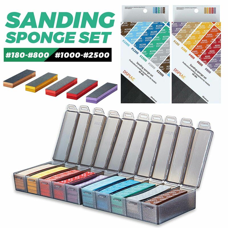 DSPIAE Sanding Sponge Set For  GK Military Model Combo Arc Grinding Polishing Sandpaper Making Tool Kit Sanding Paper 30Pc