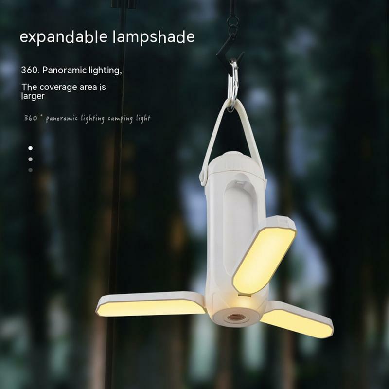 Lanternas recarregáveis para acampar, dobrável tenda luz, lanterna, ao ar livre, 3 LED