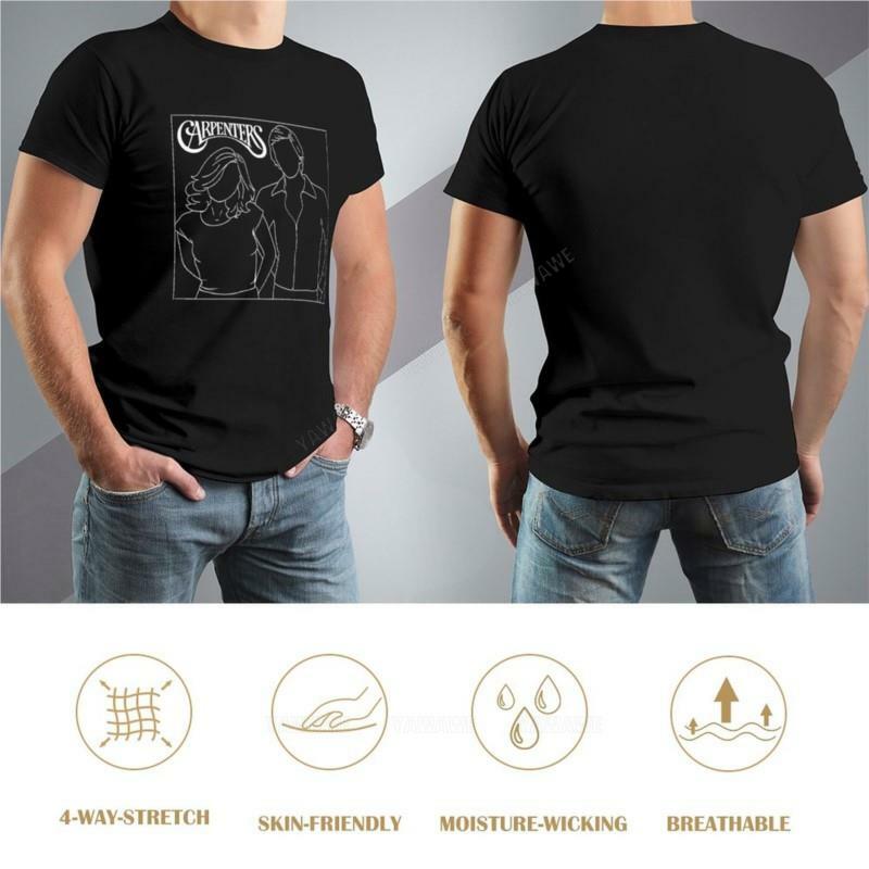 T-shirt grande de The Carpenters masculino, Preto, Liso, Tops com o pescoço, Giro, Verão, Menino