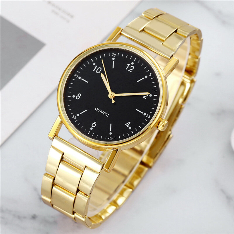 Luxury Rose Gold Stainless Steel Watches Female Classic Round Dial Quartz Watch Women Business Wristwatches Montre Pour Femme
