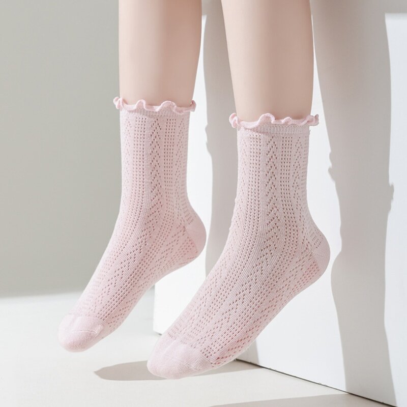 ถุงเท้าตาข่ายสำหรับเด็กใหม่ฤดูร้อนสีล้วนถุงเท้ายืดหยุ่นนุ่มสำหรับใส่ในบ้าน