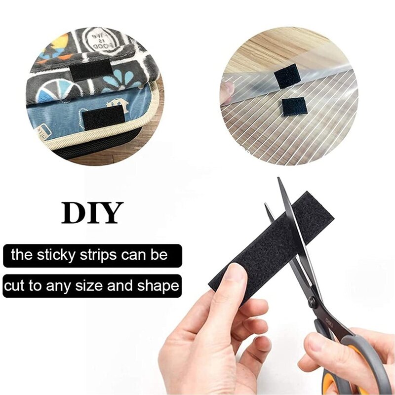 18 Pcs 3X10cm Double-Side Reclosable Hook Loop Strips Tape Self Adhesive Hook And Loop Tapes For Holds Picture Frame