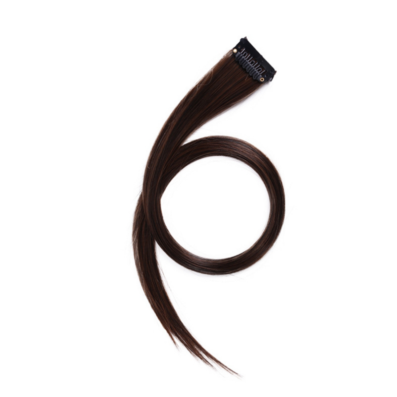 Jepit rambut ekstensi highlight pelangi, jepit rambut lurus panjang banyak warna dapat diatur untuk rambut palsu 3,2X55cm