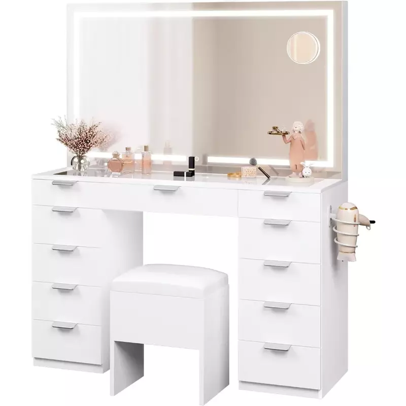 Make Up Table 46 ''grande trucco vanità con panca portaoggetti Vanity Desk Set mobili per la casa per camera da letto comò cassettiere