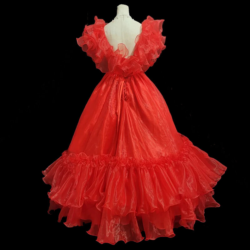 Женское винтажное свадебное платье AnXin SH, оранжевое, красное кружевное платье с v-образным вырезом, коротким рукавом, бусинами, цветами, жемчужинами и оборками на шнуровке