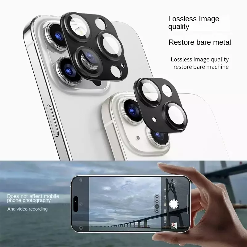 Cubierta de lente de aleación de Metal para iPhone 15pro max 15 plus, Protector de pantalla de lente de cámara, cubierta protectora para iPhone 15 pro max