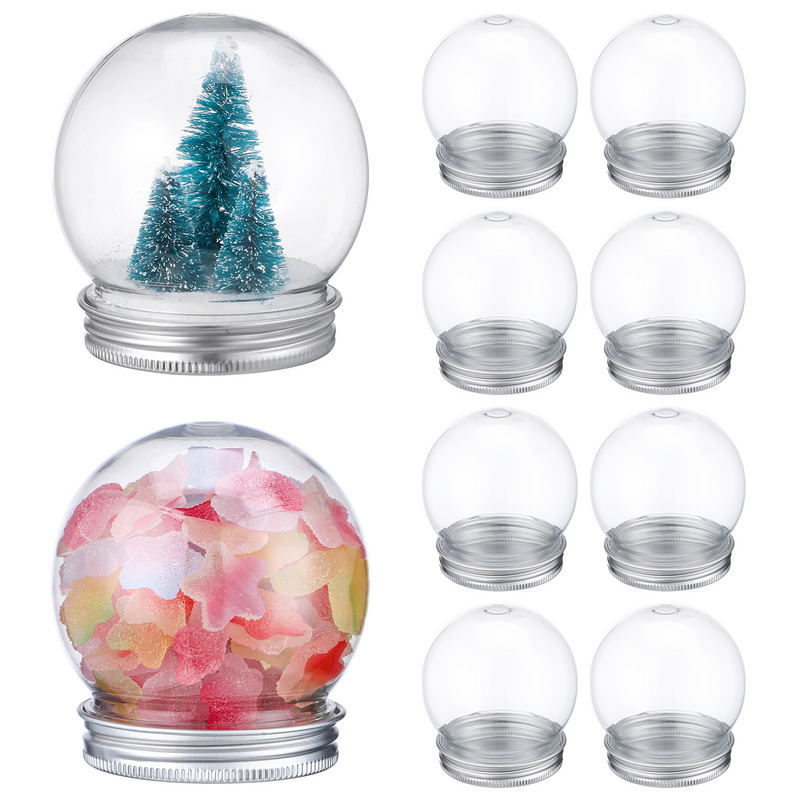 ماء فارغ للكريسماس والثلج ، ثلج قابل للملء ، مجموعة صنع برطمانات دائرية شفافة ، 10 كرة أرضية