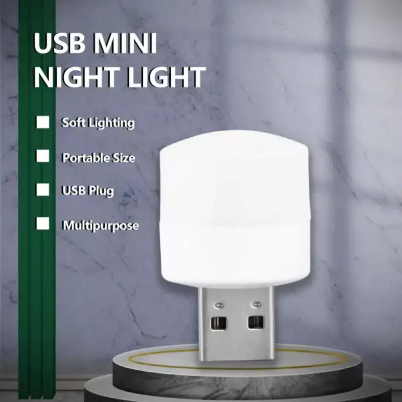 1-7Pcs USB LED Night Light Warm White Eye Protection Book luce di lettura spina USB Computer Mobile Power Charging Night Lamp