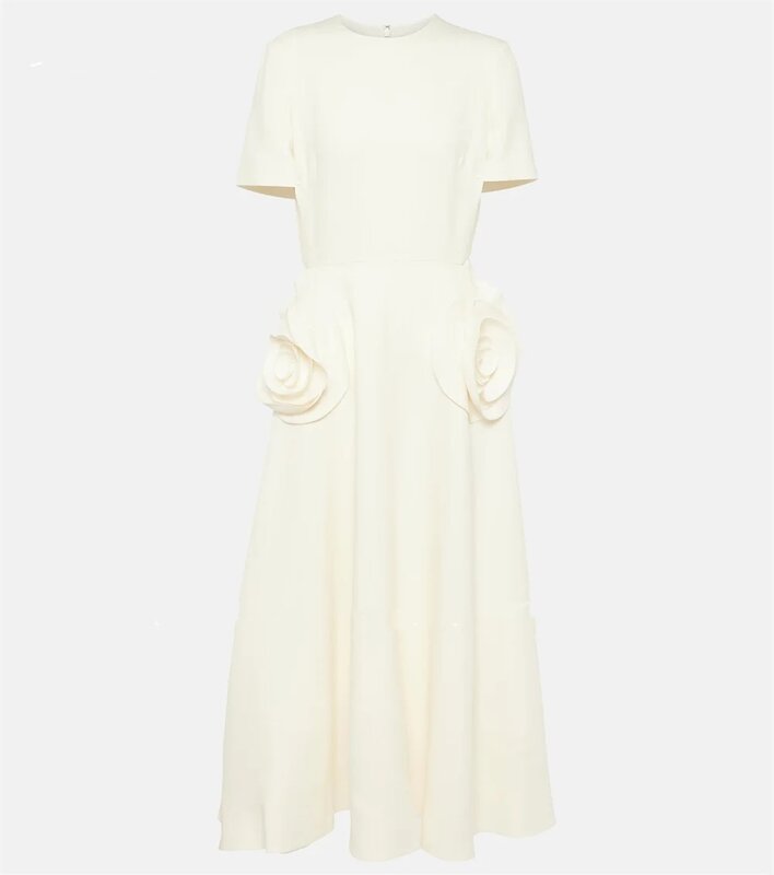 Romantische beige o Hals Abendkleider mit einfachen kurzen Ärmeln knöchel lang eine Linie formelle Anlässe Kleid 2024 für Frauen