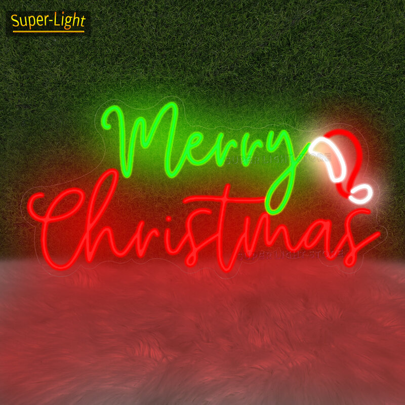Tanda Neon Selamat Natal, hadiah personalisasi lampu Neon Selamat Natal, dekorasi Tahun Baru, dekorasi dinding pesta Natal