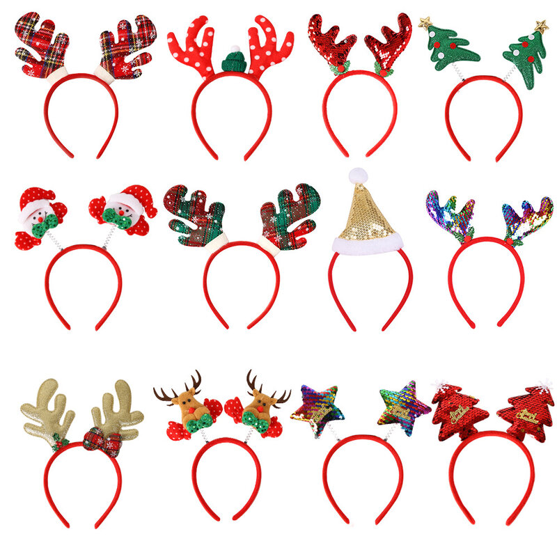 Diadema navideña de cuerno de alce, diadema de estrella de cinco puntas, decoraciones navideñas, tocado para niños, diadema, decoración de fiesta