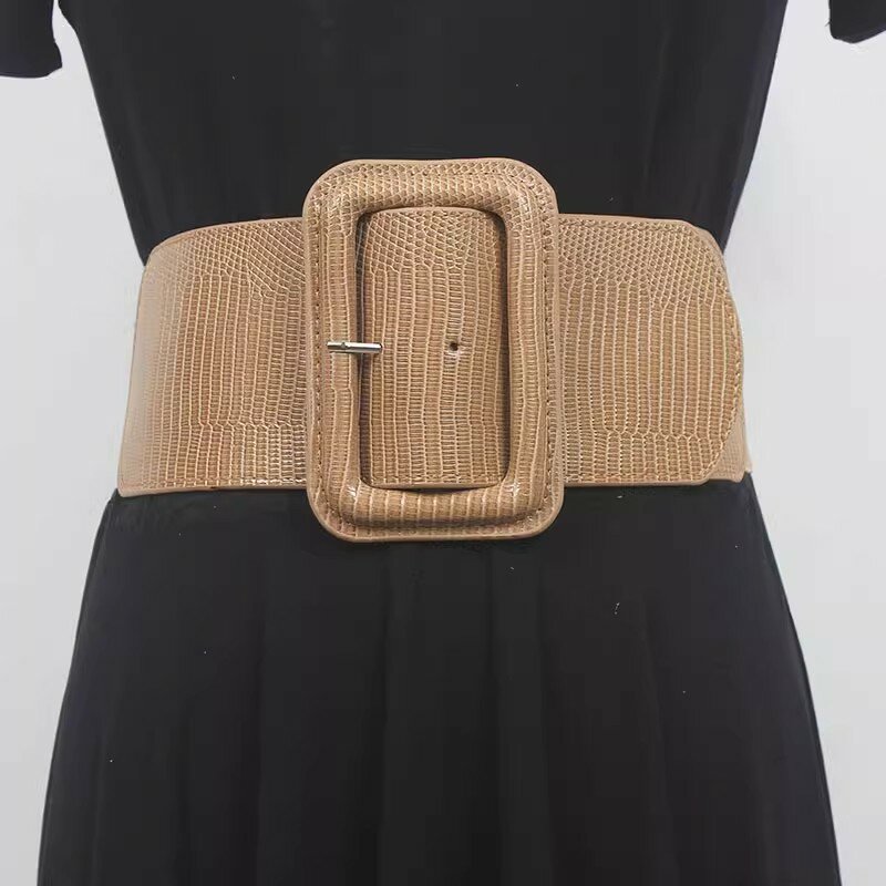 Damen Runway Mode elastische Pu Leder Kummer bunds weibliche Kleid Korsetts Bund Gürtel Dekoration breiten Gürtel r2522