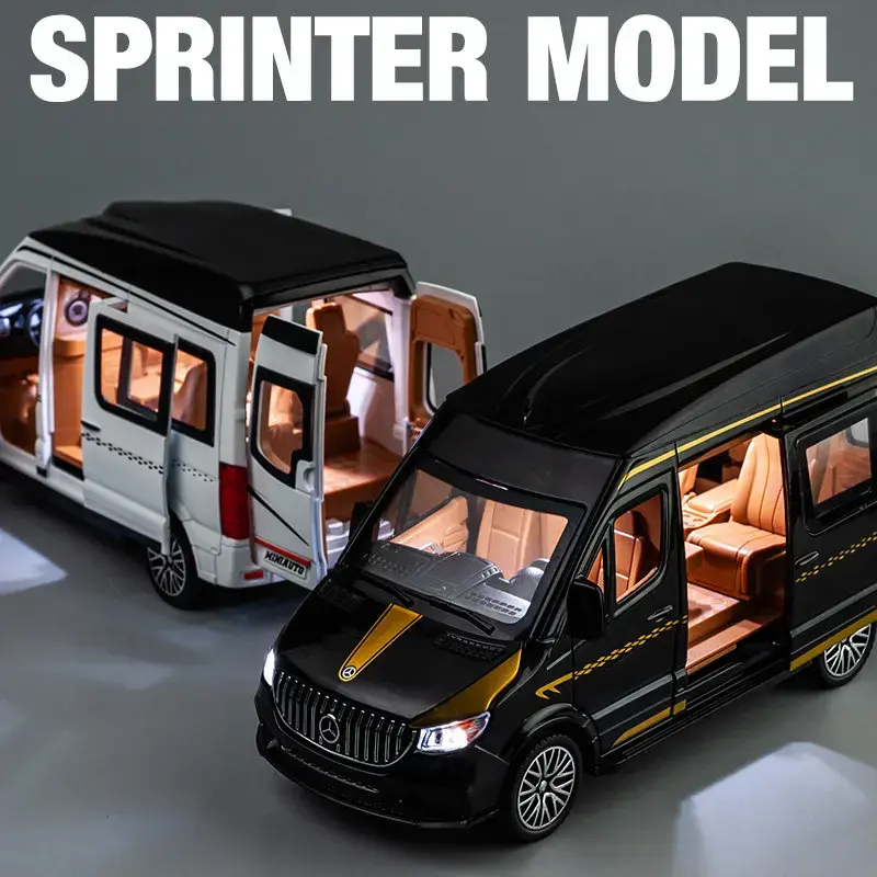 لعبة نموذج سيارة دييكاست للأطفال ، شاحنة MPV Spint rint ، سيارة معدنية ، صوت وإضاءة ، مقتنيات ، هدية عيد ميلاد