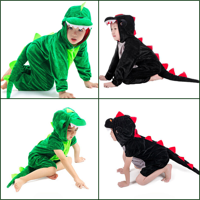 لطيف الاطفال الحيوان تأثيري ديناصور زي الفتيان الطفل الأخضر الأسود رياض الأطفال مدرسة حفلة طالب لعبة دور اللعب دعوى