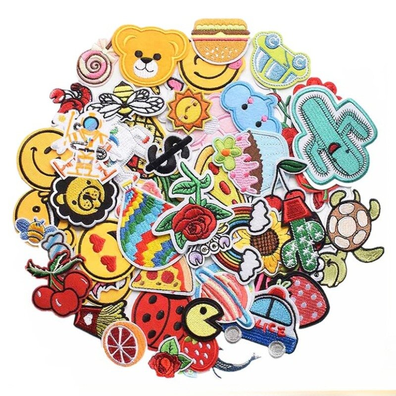 2024 New Sew Emblem Fabric DIY for Cloth Hat Jeans Backpack Smiling Face Adhesive Patch Car Flower Label Sticker Embroider Badge