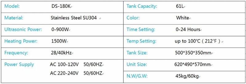 Mesin pembersih ultrasonik industri DS-18A 61L 900W perangkat keras baja tahan karat pembersih minyak karbon produsen sumber