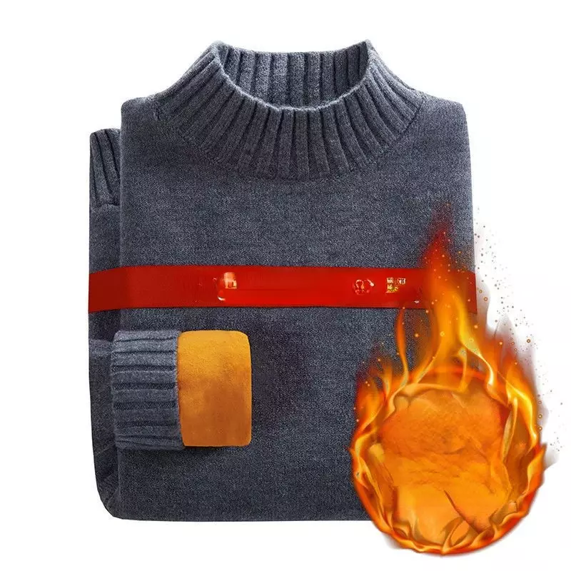 Sweaters Men Mock Neck Pure Color Knitted Sweaters Autumn Winter Casual Pullover Streetwear Basic Color Sweater Jumper Male B110