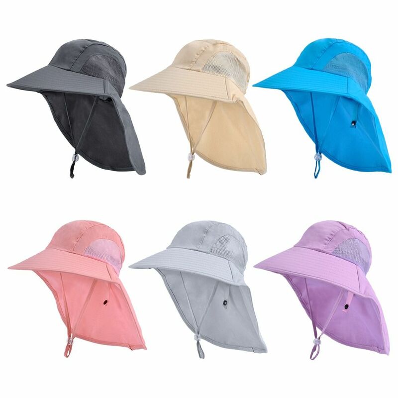 Topi tabir surya pantai anak laki-laki perempuan, topi ember pelindung UV tepi lebar topi matahari