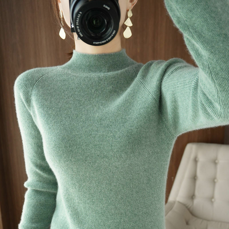 Jesienno-zimowy kaszmirowy sweter damski sweter z dzianiny sweter z długim rękawem swobodny miękki ciepły Femme