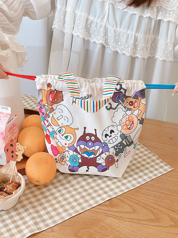 Anpanman-fiambrera de pañales de Anime, bolsa de almacenamiento de ropa interior de gimnasio, bolsa de botella de mano, bolsas de artículos diversos, organizador de Juguetes