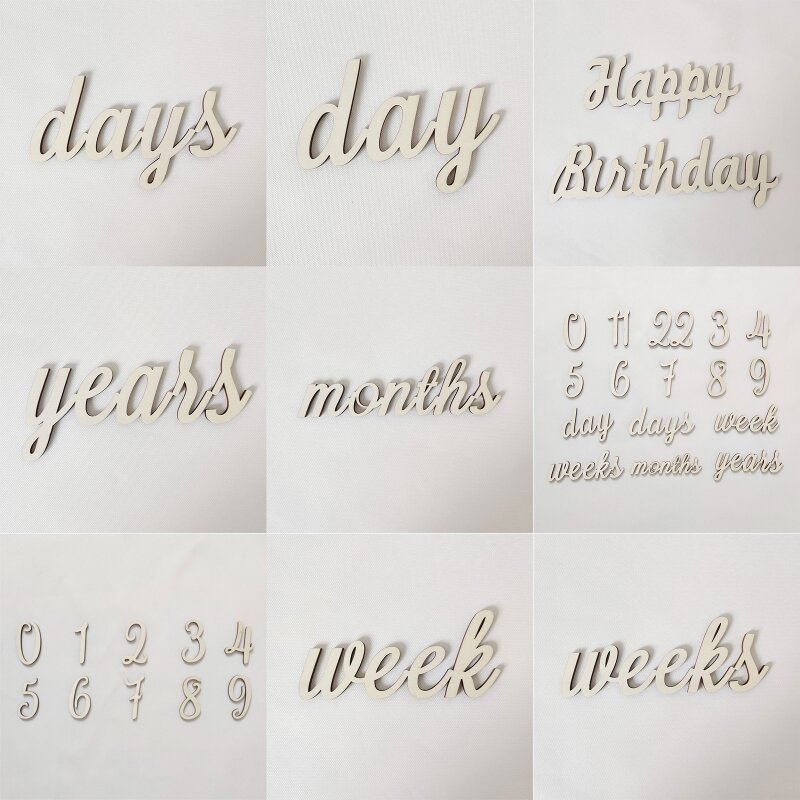 Newborn Wood Chip Card Photography Props Set Number Letters Date Props DropShipping