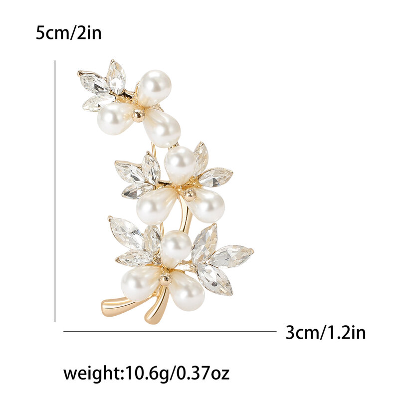 Gorgeous Pearl Crystal Bouquet Brooches for Women Unisex Flower Pins 2-color Available Casual Party Accessories Gifts