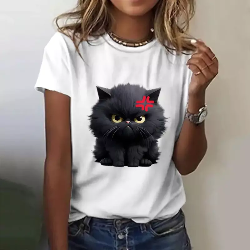 3d Cat Kawaii Print t-shirt da donna estate nuovi top per donna moda Casual Harajuku divertente abbigliamento femminile magliette a maniche corte