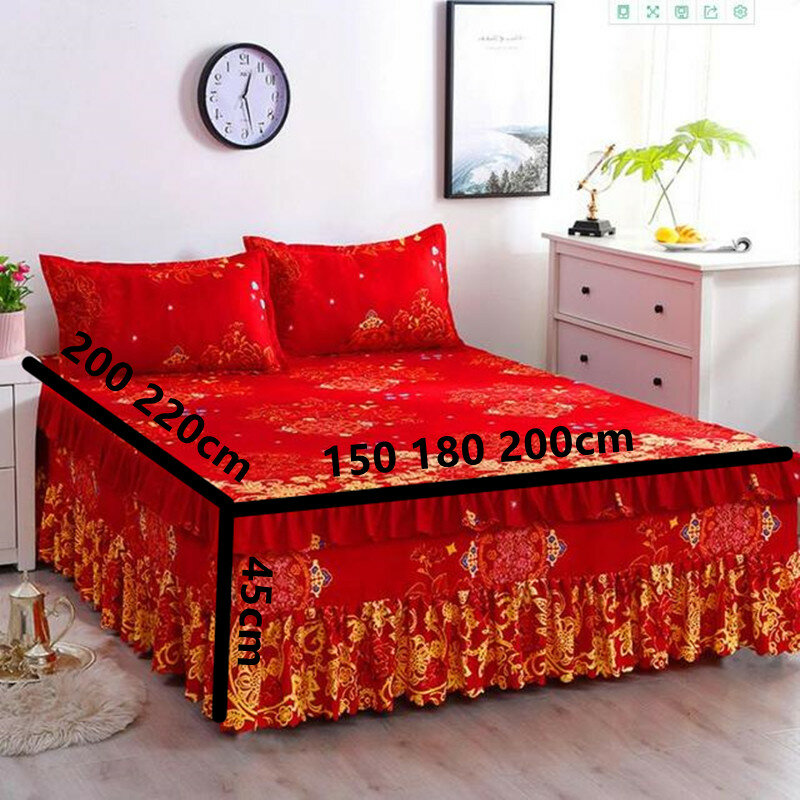 Bed Skirt thin ( Without Pillowcase ) Flower Printed Fitted Bed Sheet Comfortable Bedsheet King Queen Bedspread Mattress Cover