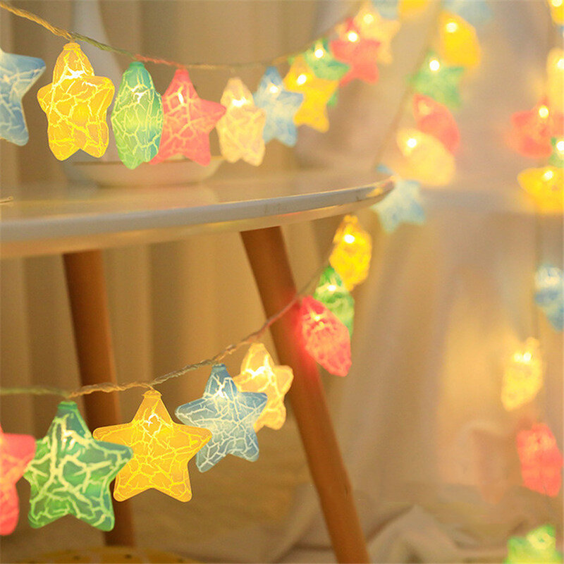 Zasilany z baterii 3M 20LED Crack Star Fairy String Lights Kreatywne świąteczne girlandy świetlne do dekoracji weselnych w ogrodzie, sypialni