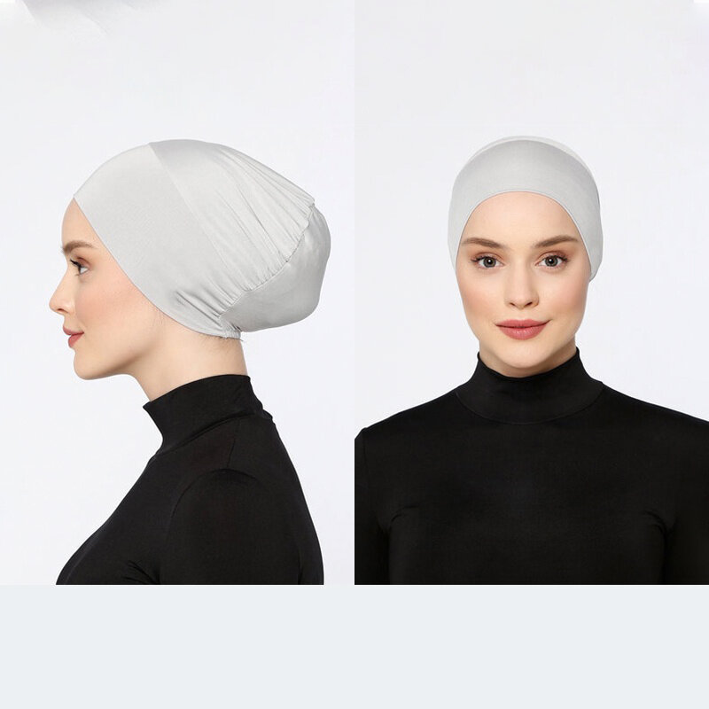 Jilbab jilbab Modal olahraga hitam Islami, jilbab Abaya Muslim untuk wanita Abayas Jersey Turban penutup kepala instan topi wanita