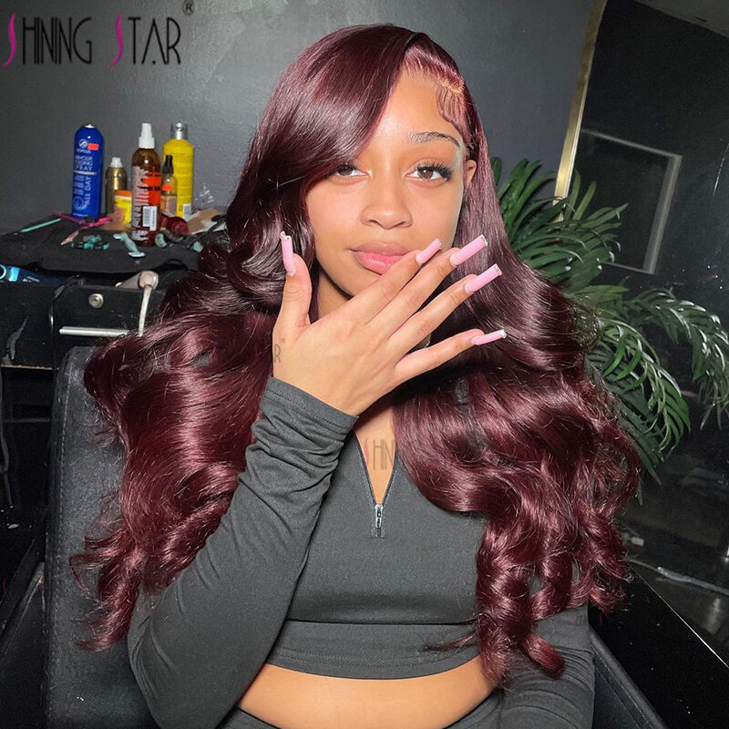 Dark Burgundy Color 13X4 Lace Front Wigs For Women 13x6 Lace Front Human Hair Wig 99J Body Wave Brazilian Hair Wig Glueless Wig