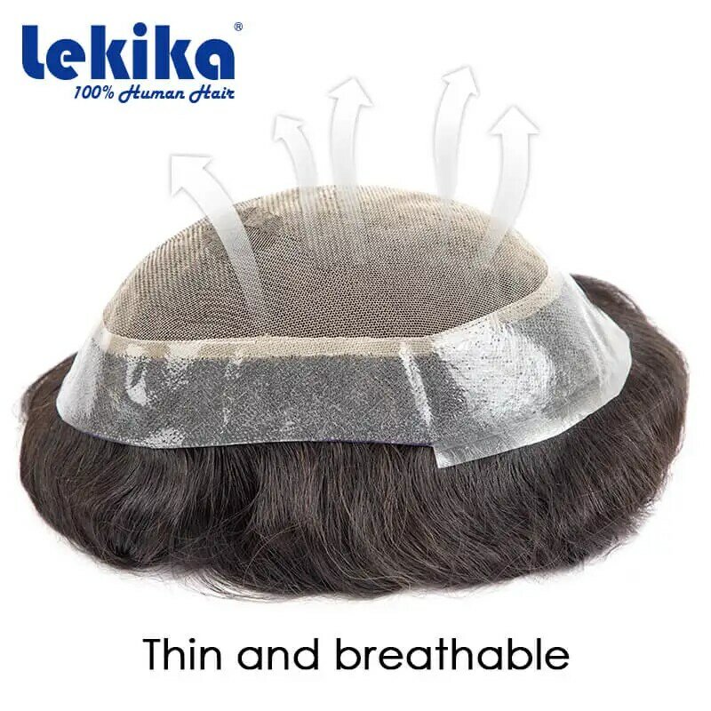 Australia Toupee Men Lace and PU Base Breathable Men's Wig For Men Capillary Prosthesis Replacement Natural Hairline System