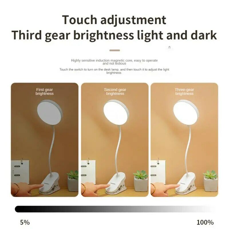 Flexible Foldable Led Desk Lamp USB Plug Bedroom Night Lights Dimming Work Study Reading Clip-on Table Lamps for Eyes Protection