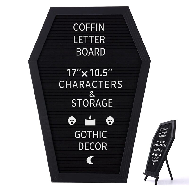 Tablero de letras de fieltro negro para decoración del hogar, tablero de letras con 340 caracteres intercambiables blancos, 1 Juego