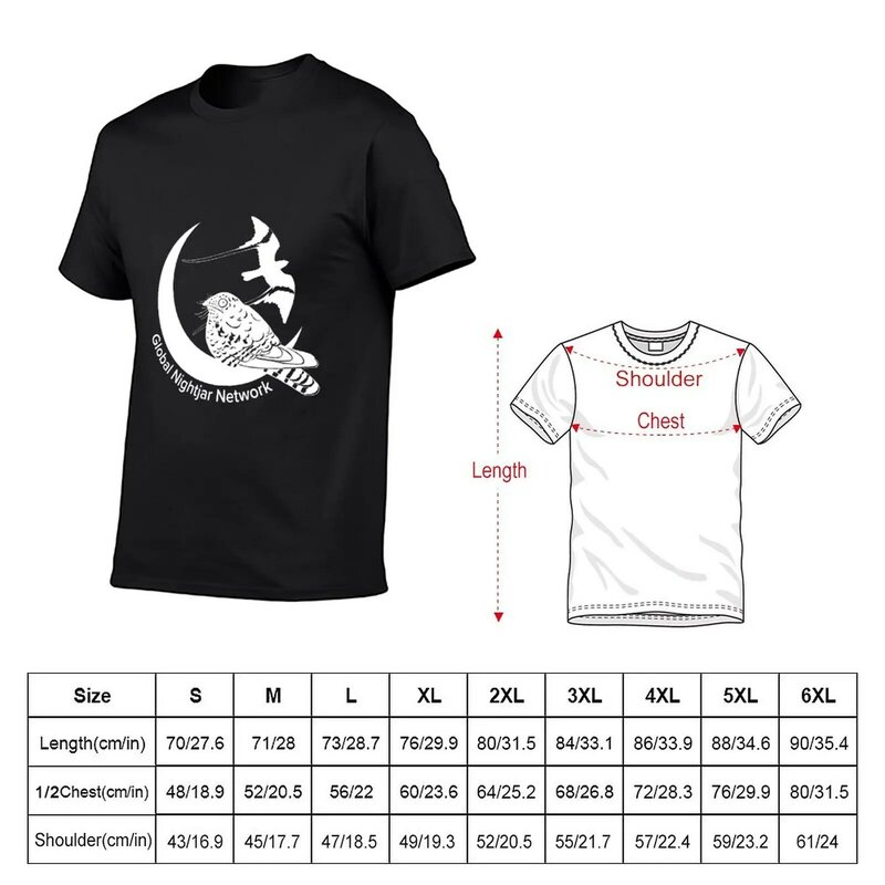 Global Nightjar Network Logo (weiß) T-Shirt lustige T-Shirt Katzen hemden Grafiken T-Shirt Hippie Kleidung T-Shirts für Männer Baumwolle
