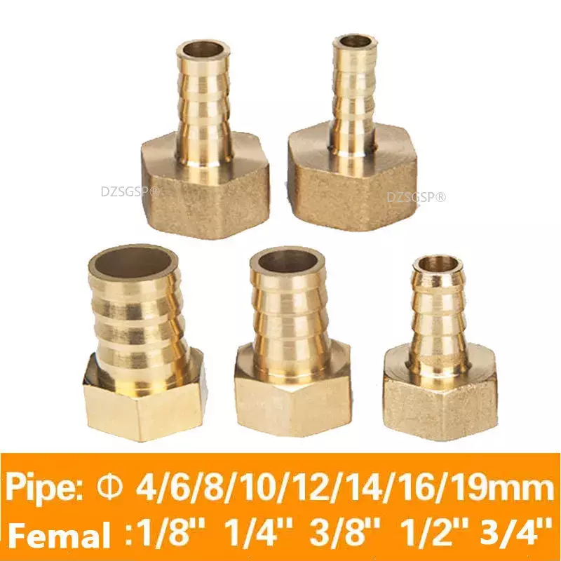Brass Hose Fitting 4mm 6mm 8mm 10mm 19mm Barb Tail 1/8" 1/4" 1/2" 3/8" BSP Female Thread Copper Connector Joint Coupler Adapter