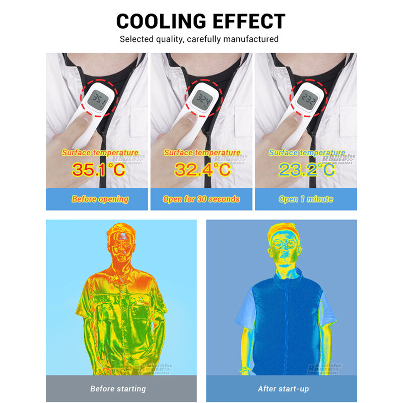 高温作業用のエコロジー冷却ベスト、エアコン付き、クールハイキングウェア、フィッシングベスト、13時間、冷却ファン、2024
