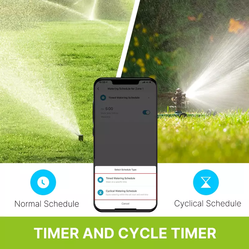 Bluetooth Smart Jardim Sprinkler, temporizador de água, 2 Way Rain Delay Filter, lavadora programável, controlador de irrigação automática