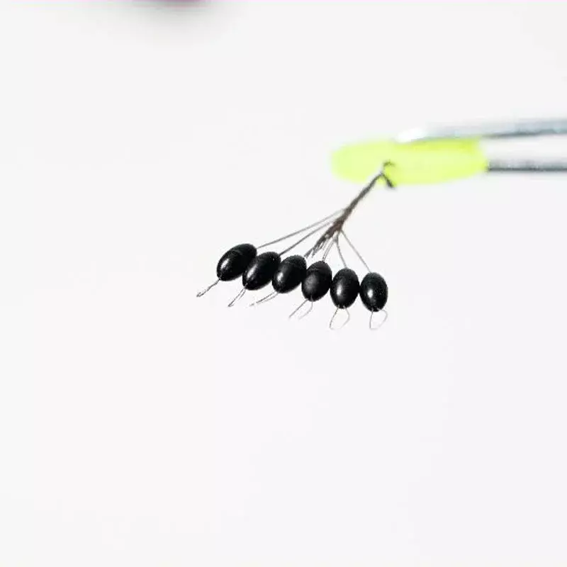 Bóia de borracha preta para pesca com mosca, 60pcs, grupo 10, feito de silicone, com rolha oval