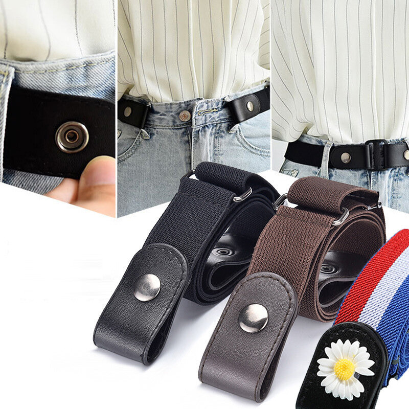 Buckle-Free Belts For Women Men Jean Pants Dress No Buckle Adjustable Stretch Elastic Waist Band Invisible Belt DropShipping