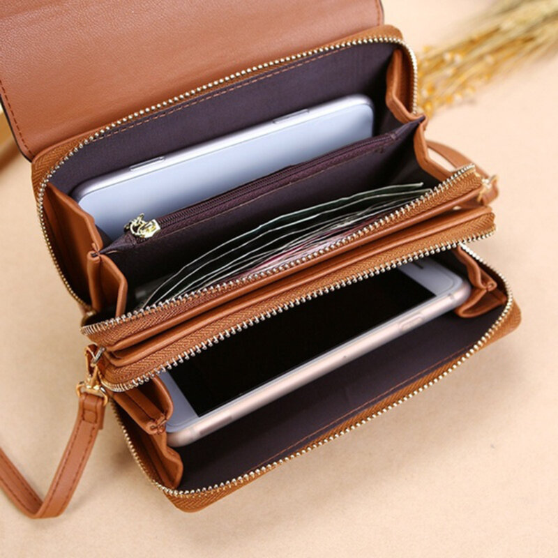 Tas tangan dompet wanita Korea, tas tangan wanita Korea Multi kartu, kapasitas besar, tas bahu kasual, paket ponsel, gaya baru