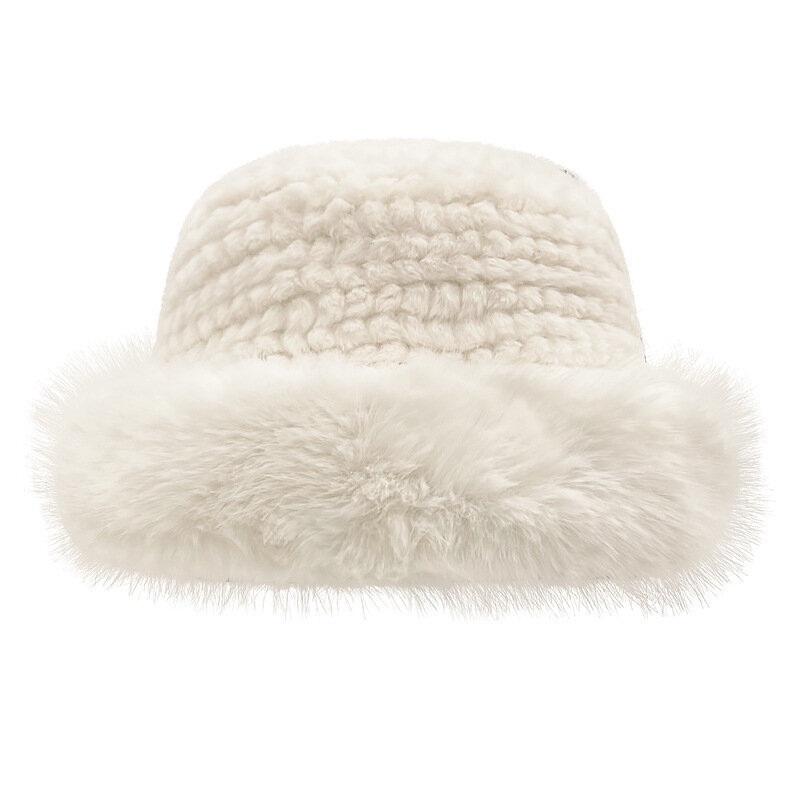 Topi Woolly Rusia wanita musim dingin wajah kecil tebal hangat nelayan Fashion luar ruangan dingin hangat indah sarung bantal