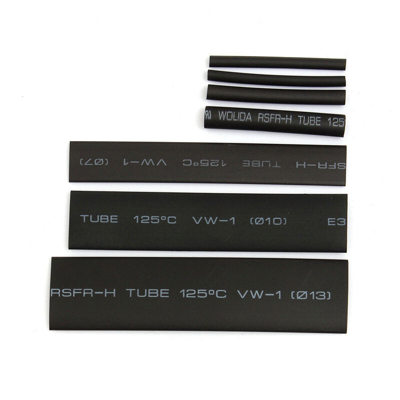 Gaine thermorésistante noire, tube thermorétractable, câble métallique, tube rond en polyoléfine, lot de 127 pièces, 2:1